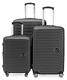 HAUPTSTADTKOFFER Mitte - 3er Kofferset - Handgepäckskoffer 55 cm, mittelgroßer Koffer 68 cm + großer Reisekoffer 77 cm, Hartschale ABS, TSA, Graphite