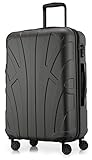 suitline - Hartschalen-Koffer Koffer Trolley Rollkoffer Reisekoffer, TSA, 66 cm, ca. 58 Liter, 100% ABS Matt, Graphite/Grau